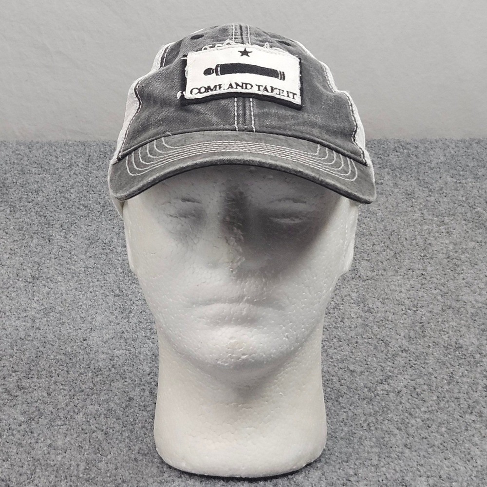 Texas‎ Come and Take it Trucker Hat Mens Grey White Cannon Cap Distressed Mesh